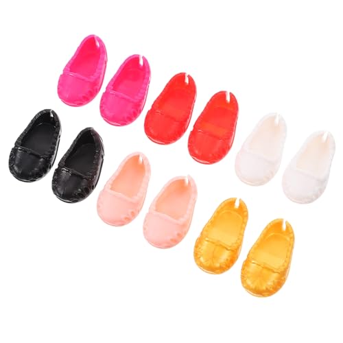 CHICAMPERA 6 Paare Puppenschuhe Mini Schuhe Für Puppen Mädchen Doll Dress Up Schuhe In Schwarz Rot Rosa Weiß Gold Für Miniatur Puppenhaus Zubehör von CHICAMPERA
