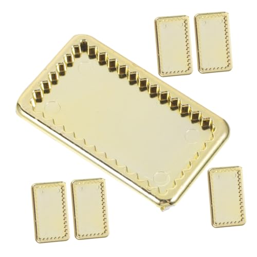 CHICAMPERA 6 Stück Mini-Goldplatte Miniatur Feinschmecker Bausätze kleine Schalen Kunststoff-Modellbau simuliertes Mini-Geschirr Dekoration der Küchenszene Puppentablett Plastik Golden von CHICAMPERA