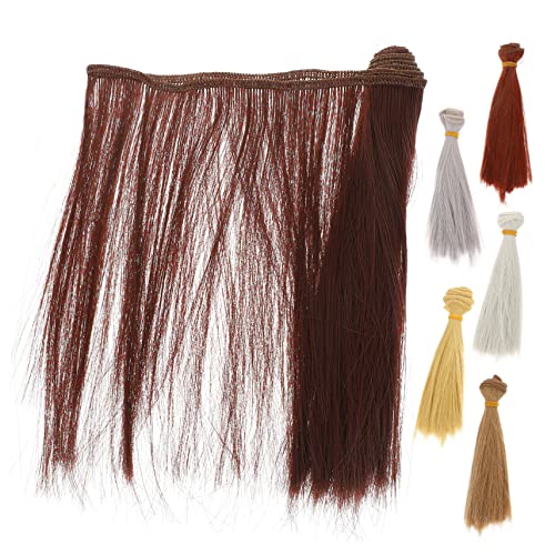 CHICAMPERA 6 Stück Puppe glattes Haar Perücken für Puppen Babypuppe mit Haaren Puppenhaus Puppenteile süße Puppenperücken zarte Haarperücke Perücke mit glattem Puppenhaar Hochtemperaturdraht von CHICAMPERA