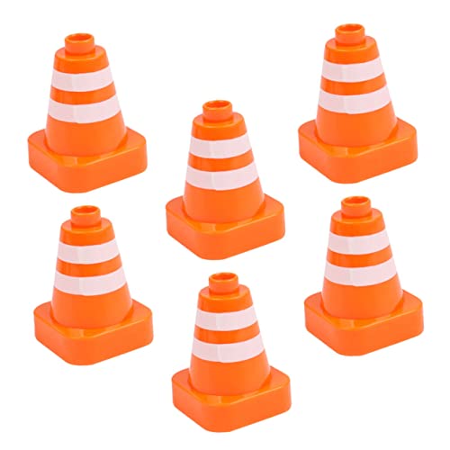 CHICAMPERA 6 Stück Straßenschild Barrikade orangefarbene Verkehrskegel Sicherheitskegel orangefarbene Zapfen Kleinkind Verkehrsschild selber Machen Mini-Verkehrszeichen Abs von CHICAMPERA