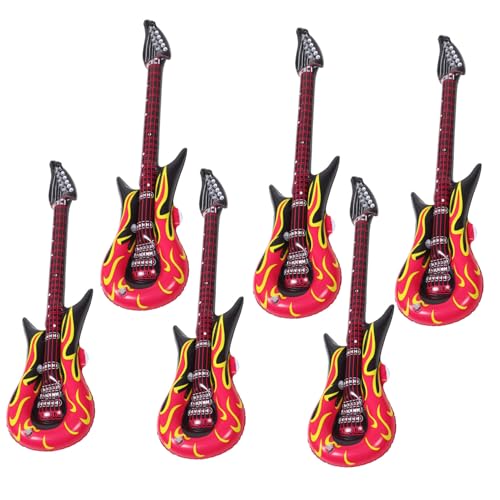 CHICAMPERA 6 Stück Teiliges Aufblasbares Gitarren Langlebigem PVC Wiederverwendbare Partydekoration für Kindergeburtstag Bunte Musikinstrumente Lustiges für Mädchen und Jungen von CHICAMPERA