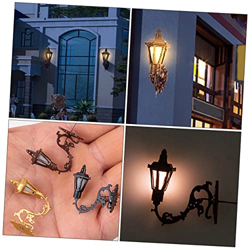 CHICAMPERA 6 Stück Vintage Stil Goldfarbene Wandlampen mit Warmgelbem Licht Mini Sandtisch Zubehör für Realistische Modellbau Dekoration von CHICAMPERA