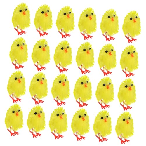 CHICAMPERA 60 Stück Osterküken Dekorationsspielzeug Mini Hühner Flauschige Plüschküken Kleines Huhn Aufblasbares Deko Huhn Künstliches Hühnermodell Plüschhuhn Gelbe Chemiefaser Und von CHICAMPERA