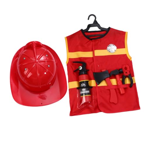CHICAMPERA 7 Stück Teiliges Feuerwehrmann Kostüm Set Weste und Hut mit Hammer Axt Feuerlöscher Zange und Brustabzeichen Lebendige Farben Leichter Ausziehkomfort für Rollenspiele und Fasching CHICAMPERA 7 Stück Teiliges Feuerwehrmann Kostüm Set Weste und Hut mit Hammer Axt Feuerlöscher Zange und Brustabzeichen Lebendige Farben Leichter Ausziehkomfort für Rollenspiele und Fasching von CHICAMPERA