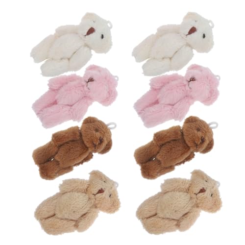 CHICAMPERA 8 Stück Mini Plüschbären Schlüsselanhänger Kuscheltiere Weiß Braun Hellbraun Weiche Stofftiere für Babyparty Deko Diy Accessoires von CHICAMPERA