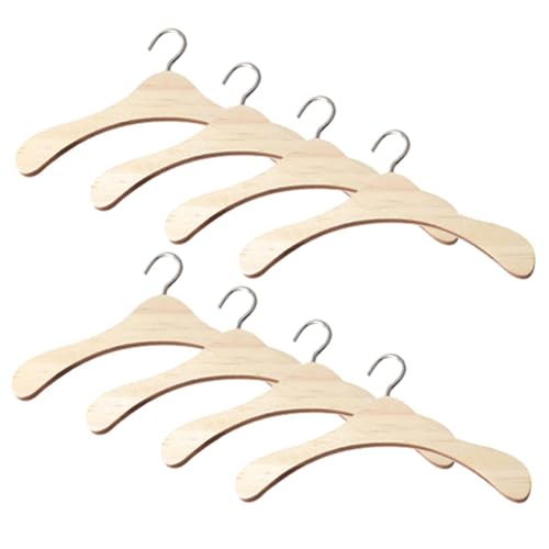 CHICAMPERA 8 Stück Teiliges Holz Kleiderbügel für Puppenhaus Kleine Puppenkleiderbügel zum Aufhängen von Puppenkleidung Platzsparend und Leicht Zubehör für Puppenschrank und Miniaturmöbel von CHICAMPERA