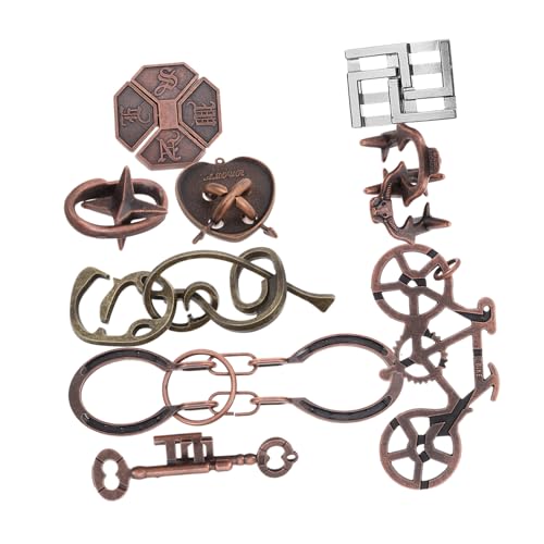 CHICAMPERA 9Stücke Teiliges Metallpuzzle Entwirrungsrätsel für Erwachsene Ineinandergreifende Denksportaufgaben Antikem Kupferdesign Fördert Logisches CHICAMPERA 9Stücke Teiliges Metallpuzzle Entwirrungsrätsel für Erwachsene Ineinandergreifende Denksportaufgaben Antikem Kupferdesign Fördert Logisches von CHICAMPERA