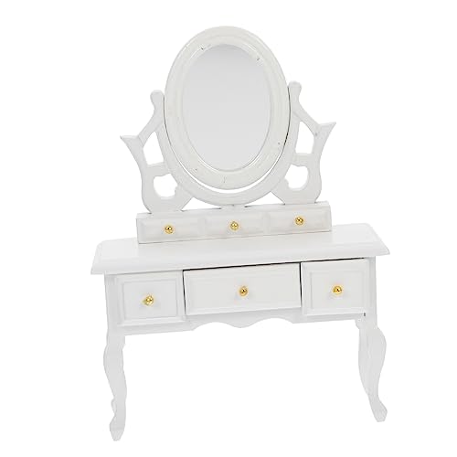 CHICAMPERA Dressing Counter -Modell Miniatur-Hausmöbel Schminktisch mit Mini-Hausschublade Modell Einer Miniaturkommode Mini Möbelmodelle Mini- - Mini-Möbelornamente Birke Weiß von CHICAMPERA