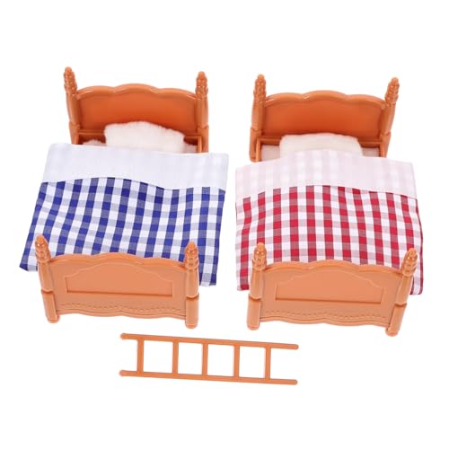 CHICAMPERA Etagenbett Puppenhaus-Miniatur-szenenmodell Winziges Möbelmodell Puppenhaus Doppelbett Miniatur-puppenstubenbett Bett Im Maßstab 1:12 Puppenhaus-hochbett Plastik von CHICAMPERA