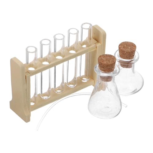 CHICAMPERA Experimentier Set Mini Reagenzglas Halter für Puppenhaus Realistische Labor Simulation Holz Rack für Kreative Experimente Sicheres Zubehör von CHICAMPERA