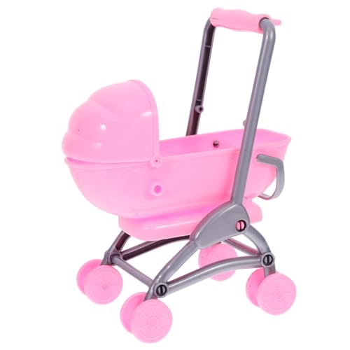 CHICAMPERA Kinderspielhaus simulierter Puppenwagen Kinderspielzeug Spielhauszubehör beweglicher Kinderwagen Spiel Kinderwagen Puppenwagen aus Kunststoff Abs Rosig von CHICAMPERA
