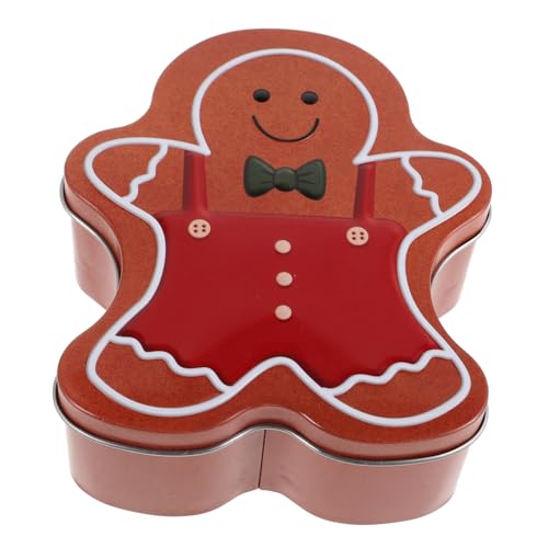 CHICAMPERA Lebkuchenmann-blechdose Lebkuchenhaus-teller Keksdose Süßigkeitenbehälter Mit Deckel Aufbewahrungsbehälter Für Nussknacker Plätzchenverpackung Halloween Cookie Jar Weißblech von CHICAMPERA