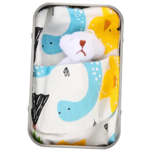 CHICAMPERA Mini Plüschbär in Dose Lustiges Kuscheltier für Kinderzimmer Dekoration im Blauen Beutel und Weißer Blechdose für Anlässe Wie Hochzeiten und Partys von CHICAMPERA