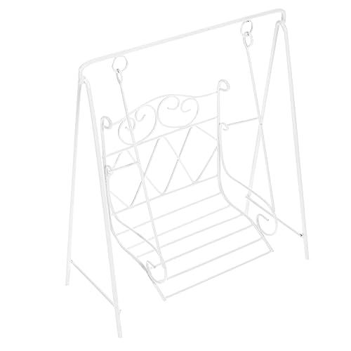 CHICAMPERA Mini -eisenschwung Rasen Klein Miniatur Mini-Swing-Statue Mini-gartenfiguren Dollhouse Dekorationen Mini -gartendekoration Minischaukel Mini-schaukel Aus Eisen Weiß von CHICAMPERA