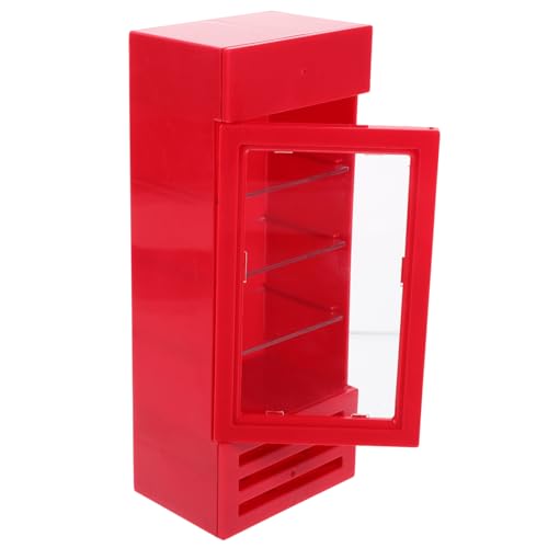 CHICAMPERA Mini -gefrierschrankmodell Mini -kühlschrankdekoration Kleines Kühlschrankmodell Miniaturdekoration Kleiner Minikühlschrank Mini-kühlschrank- Plastik Rot von CHICAMPERA