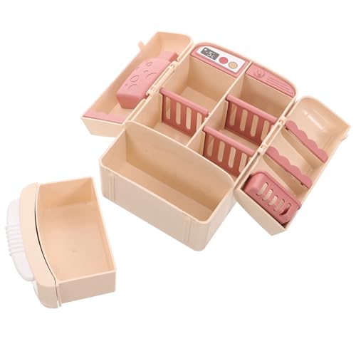 CHICAMPERA Mini-kühlschrank-Modell Minikühlschrank Mit Schloss Mini- Echtes Kleines Mini -kühlschrankspielzeug Mini-puppenhaus-zubehör Küchenzubehör Für Puppenstuben Abs Beige von CHICAMPERA