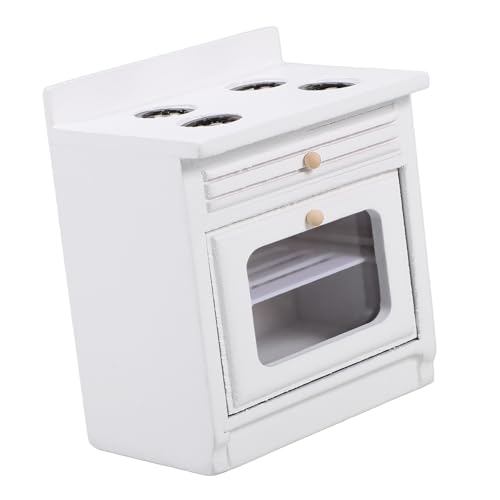 CHICAMPERA Miniatur Gasherd Weiß Mini Kochherd Miniatur Küchenzubehör Miniaturhaus Dekoration Stabil und Sicher für Puppenhäuser Wohnzimmer Esszimmer Schlafzimmer von CHICAMPERA