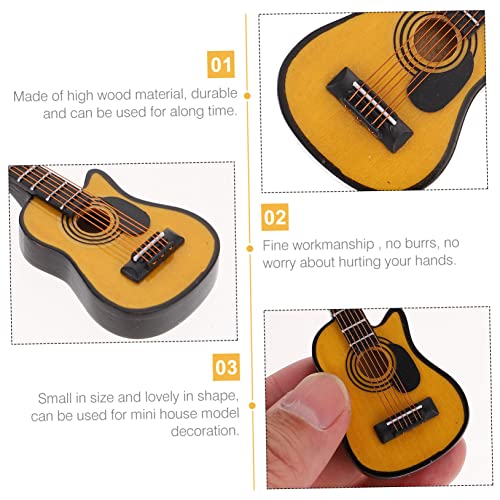 CHICAMPERA Miniatur Musikinstrument Stilvolle Mini Haus Dekoration Sicheres DIY für Handgefertigte Miniatur Gitarre für Puppenhaus Zubehör von CHICAMPERA
