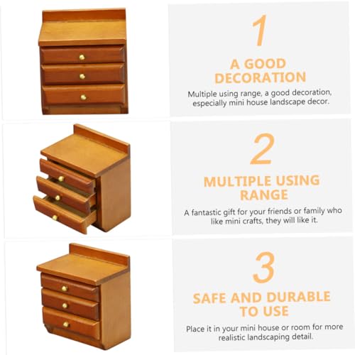 CHICAMPERA Miniatur Puppenhaus Möbel Nachttisch aus Holz Dekoratives Puppenmöbel für Schlafzimmer Realistisches Robustes Einfaches Design Accessoire für Miniatur Wohnszenen von CHICAMPERA