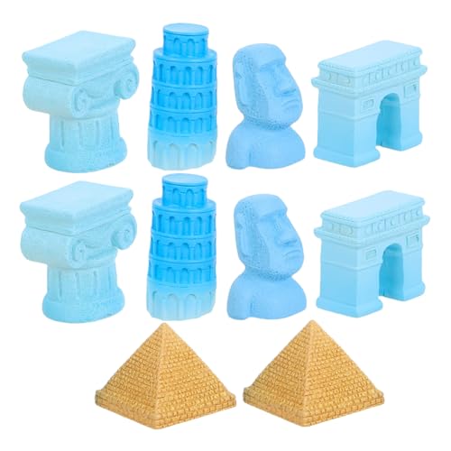 CHICAMPERA Miniaturmodell Berühmter Weltbauwerke Teiliges Zubehör für Puppenhäuser Dekoration von Schiefem Turm Moai Statue Triumphbogen und Römischer Säule Vielseitig für Heim und von CHICAMPERA