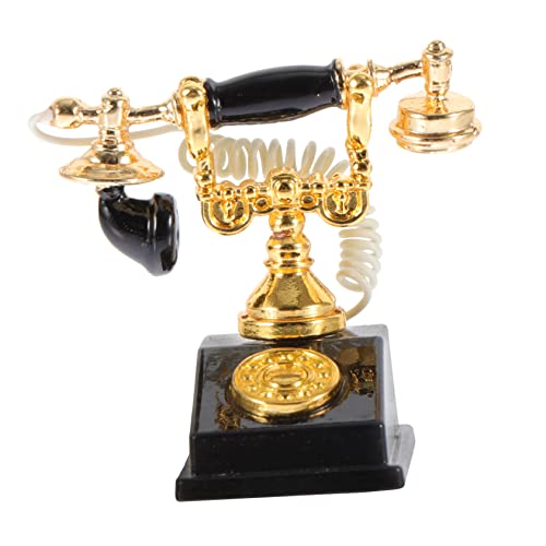 CHICAMPERA Nostalgisches Telefonmodell Miniatur Für Party Telefonmodell Mini House Prop Mini-Telefon- Mini-telefonmodell Heimdekoration Mini-hausdekoration Black Legierung von CHICAMPERA