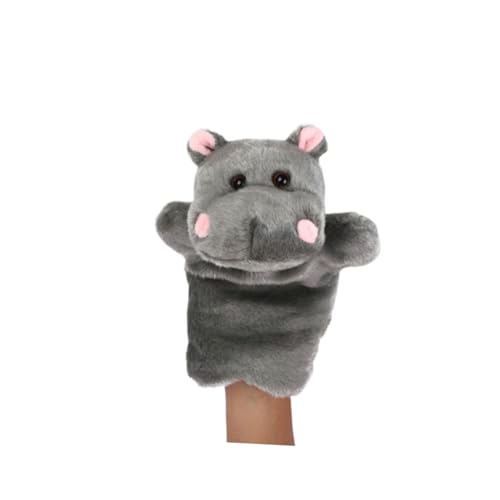 CHICAMPERA Plüsch Handpuppe Hippo für Interaktives Geschichten Erzählen Zubehör für Eltern Junge Mädchen Rollenspiele Dunkelgrau von CHICAMPERA