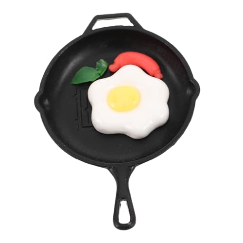 CHICAMPERA Puppenhaus Bratpfanne puppenhaus küchenzubehör Bratpfanne Pfanne Miniaturtöpfe und Pfannen für Puppenhaus Mini-Pfanne aus Gusseisen Plastik von CHICAMPERA