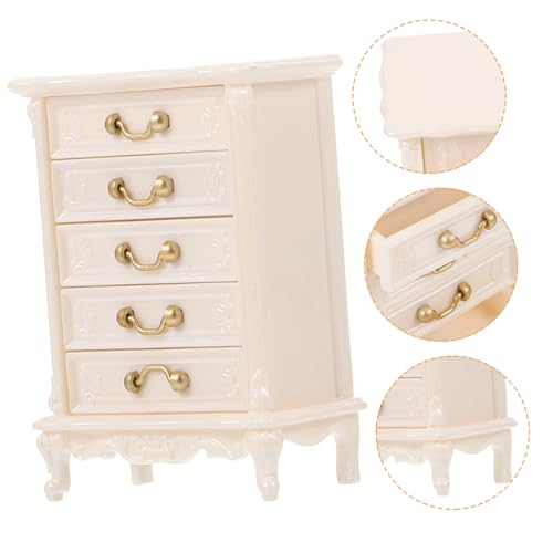 CHICAMPERA Puppenhaus-Kommode Kleiner Hausbausatz Mini- Puppenhaus-Schrankmodell bücherregal Dollhouse Schlafzimmermöbel Miniatur-Schrankmodell Mini Möbel Plastik Weiß von CHICAMPERA