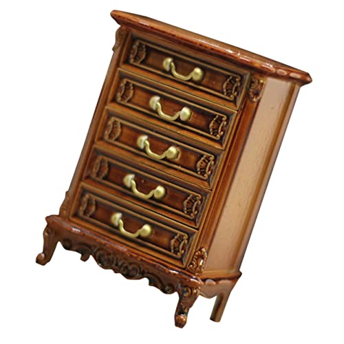 CHICAMPERA Puppenhaus Mini Retro Möbel Schrank Süßes Zimmerdekor Mini Dekoration Puppenmöbel Miniatur Hauszubehör Miniaturmöbel Für Puppenhaus Kunststoff Hellbraun von CHICAMPERA