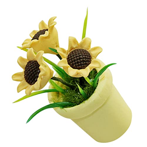 CHICAMPERA Puppenhaus Topfpflanze Miniaturhaus Kit Miniaturpuppenhaus -kit Künstliche Tulpen DIY-puppenhaus-bausatz Miniaturen Gefälschte Topfpflanzen Winziges Bonsai- Harz Yellow von CHICAMPERA
