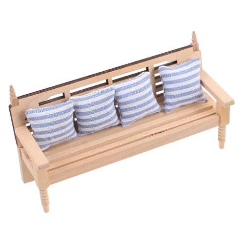 CHICAMPERA Puppenhausstuhl Puppenhauscouch Mit Kissen Sessel Puppen Kleiner Puppenstuhl Hocker Miniatur Sofa Stuhl Puppenhausstuhl Möbel Miniatur Wohnzimmercouch Khaki Baumwolle von CHICAMPERA