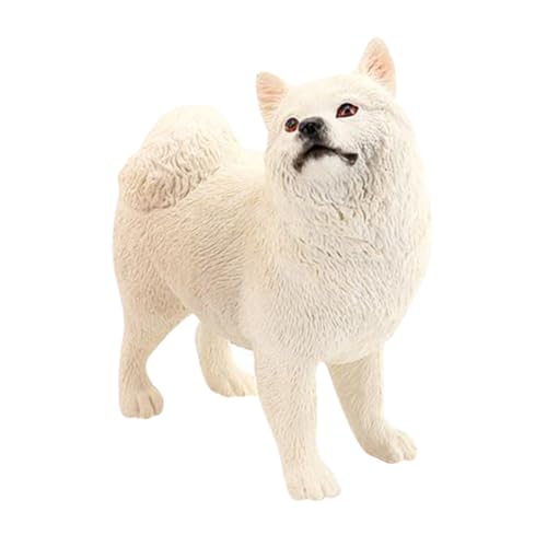 CHICAMPERA Samoyed Modell kleines Tierspielzeug Miniatur-Hundefigur Miniaturhundfiguren Hund Statue Hundefiguren Wohnkultur Tierfiguren Spielzeughundefiguren Plastik Weiß von CHICAMPERA