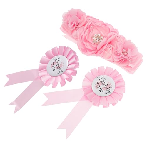 CHICAMPERA Schwangerschaftsschärpe mit Taillengürtel und Corsage ansteckern Sanftes Langlebiges Material Modische Blumenform für Shower Gender Reveal und Fotoshootings Komfortabel und von CHICAMPERA