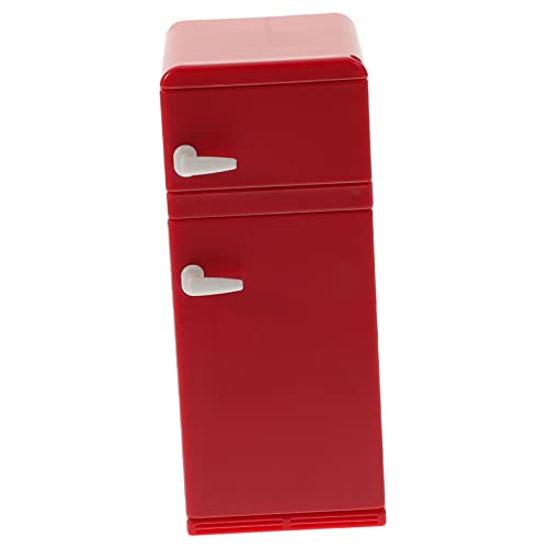 CHICAMPERA Simulierter Kühlschrank Mini Dollhouse Kühlschrank Miniatur Mini -Hausmöbel Miniaturkühlschrank Mini-Puppenhauszubehör Mini-Hauskühlschrank Dollhouse Mini -Kühlschrank Plastik rot von CHICAMPERA