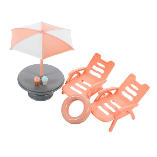 CHICAMPERA Strandtisch für Puppenhaus Hüpfbälle für Bausätze Party Zubehör Mini-Sonnenschirmmodell Miniatur-Hausmöbel Requisiten für Simulationstische Hausdekor simulierte Möbel Abs von CHICAMPERA
