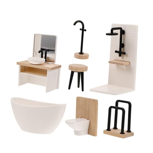 CHICAMPERA Zubehör für Puppenhaus Dekoration Bestehend aus Dusche Waschbecken Toilette Hocker Handtuchhalter Badewanne und Wasserhahn Einfache Installation und Langlebige Materialien CHICAMPERA Zubehör für Puppenhaus Dekoration Bestehend aus Dusche Waschbecken Toilette Hocker Handtuchhalter Badewanne und Wasserhahn Einfache Installation und Langlebige Materialien von CHICAMPERA