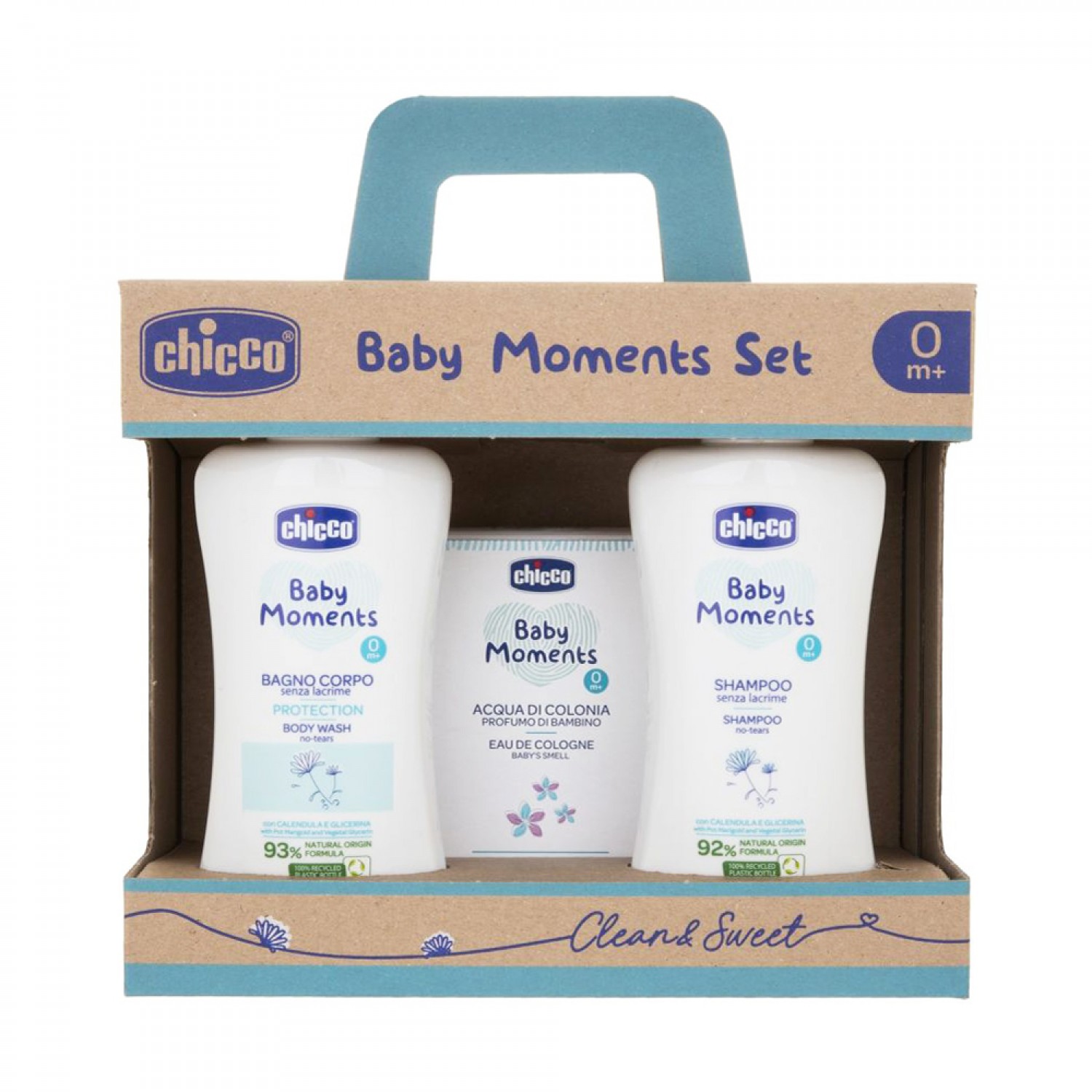 Chicco Baby Moments Set (Körperbad 200 ml, Shampoo 200 ml, Kölnisch Wasser 100 ml) von CHICCO