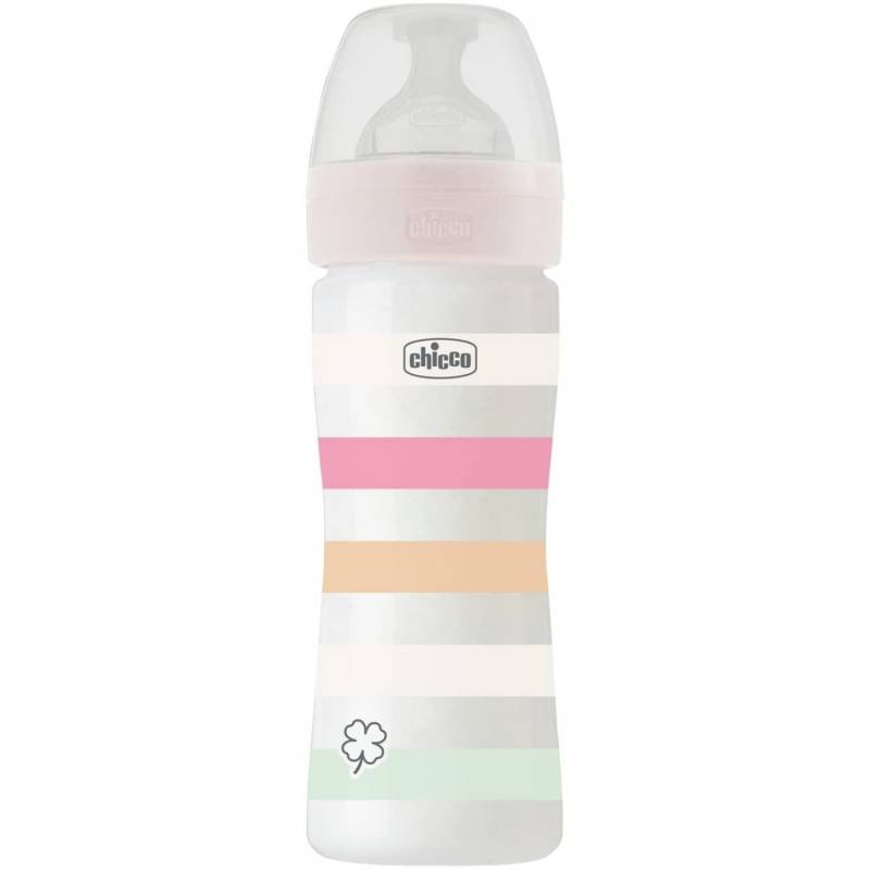 Chicco Babyflasche 250ml Medium Flow 2m + Pink Silikon von CHICCO
