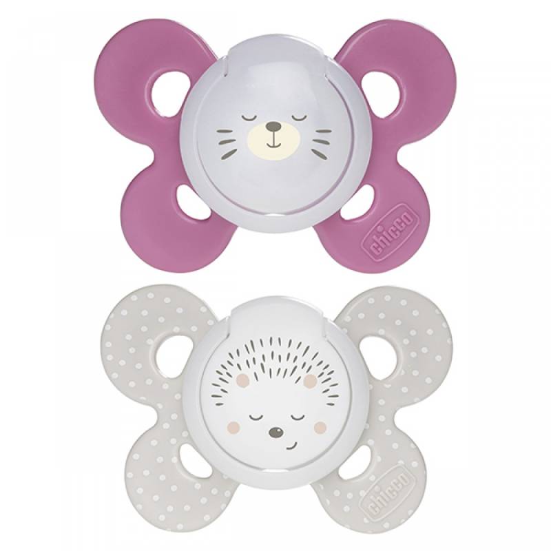 Chicco Physio Comfort Nacht Silikon Schnuller 2 Stück Pink Beige 16-36m von CHICCO