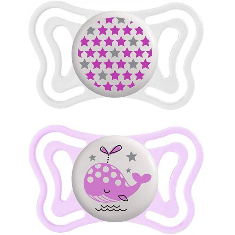 Chicco Physio Forma Light Glow Silikon Schnuller Pink Whale 2-6 m von CHICCO