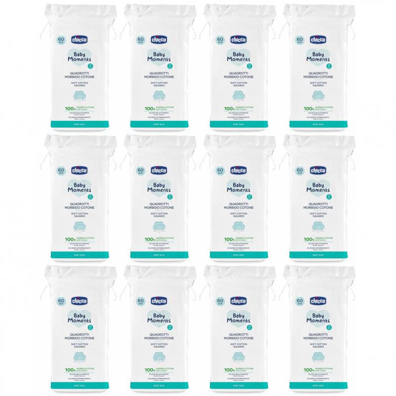 Kit 12 Pacchi Quadrotti Morbido Cotone Chicco Baby Moments 60 Pz (720 pz) von CHICCO