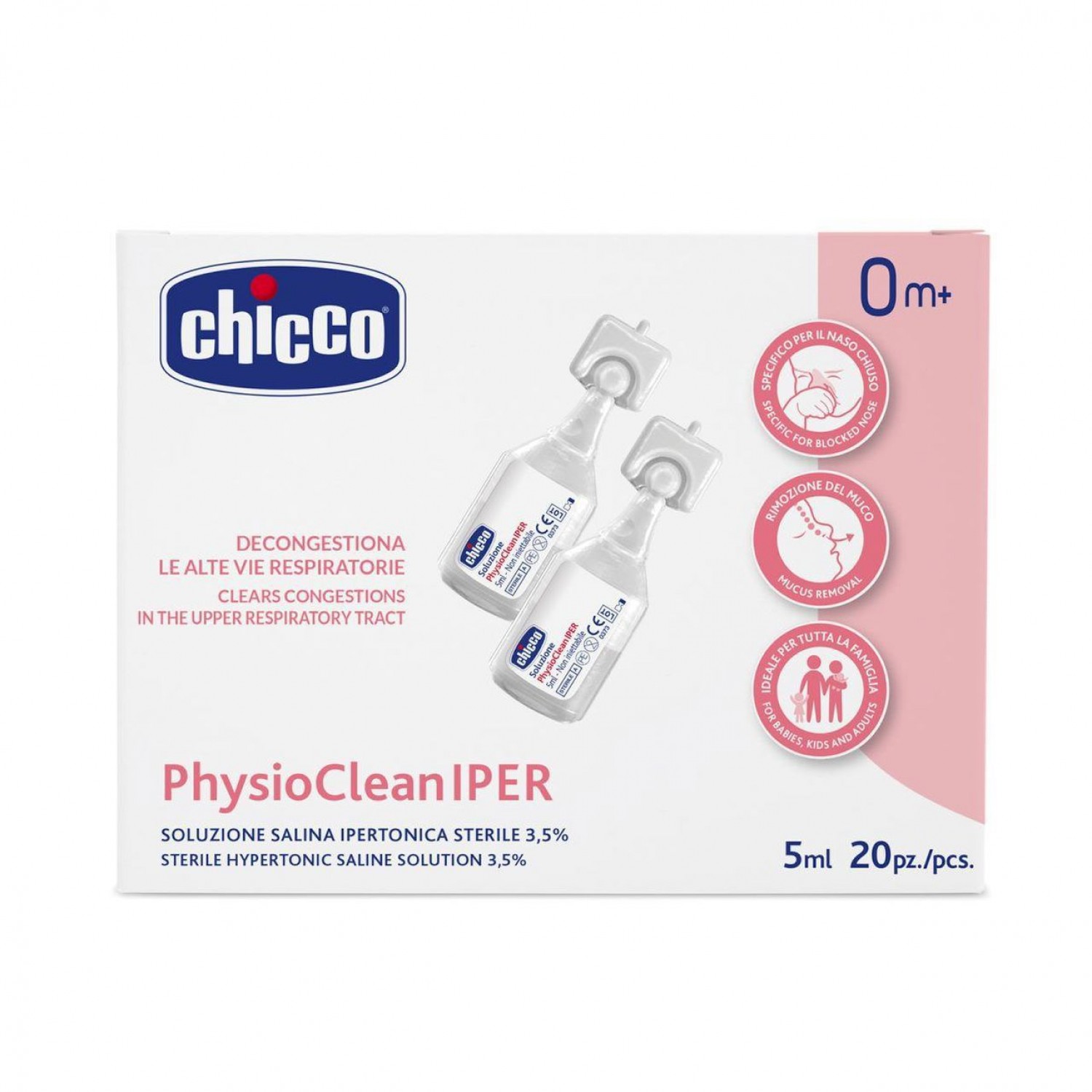 Soluzione Salina Ipertonica Chicco PhysioCleanIPER 5 ML 20 Pz von CHICCO