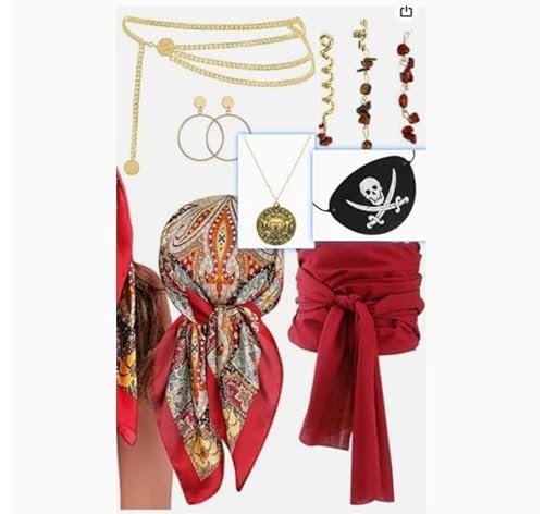 9 Stück Seeräuber Kostüm Damen - Piratin Accessories Damen Piraten Kopftuch Schärpe Stirnband - Karneval Piraten-Kostüm Women Pirate Costume - Piraten Accessoires Damen für Dein Piraten Kostüm Frauen 9 Stück Seeräuber Kostüm Damen - Piratin Accessories Damen Piraten Kopftuch Schärpe Stirnband - Karneval Piraten-Kostüm Women Pirate Costume - Piraten Accessoires Damen für Dein Piraten Kostüm Frauen von CHICHI:OÜ