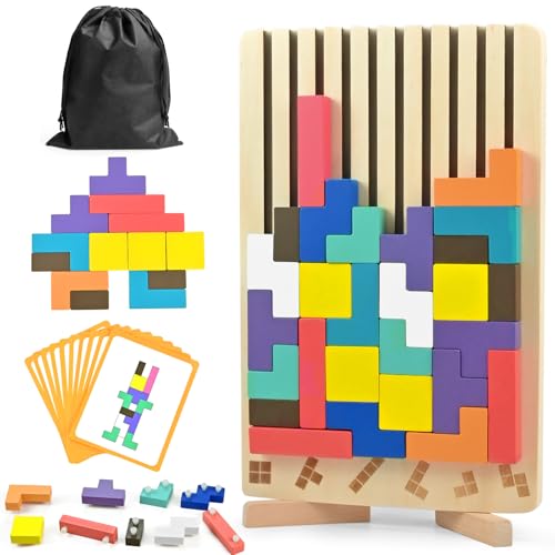 Tetris Holzspiel Puzzle, 3D Holzpuzzle Knobelspiele, Montessori Wooden Stacking Puzzle ab 3 4 5 6 Jahre, Intelligenz Jigsaw Puzzlespiel, Farbe Geometrische Blöcke Tetris für Kinder Jungen Mädchen Gift Tetris Holzspiel Puzzle, 3D Holzpuzzle Knobelspiele, Montessori Wooden Stacking Puzzle ab 3 4 5 6 Jahre, Intelligenz Jigsaw Puzzlespiel, Farbe Geometrische Blöcke Tetris für Kinder Jungen Mädchen Gift von CHICHI:OÜ