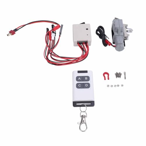 CHICIRIS 1/10 RC Car Winch Sturdy Aluminiumlegierung Metal für D90 D110 SCX10 RC -Auto, Fernbedienung und T -Stecker -Verlängerungskabel Enthalten (Ti-Farbe) von CHICIRIS