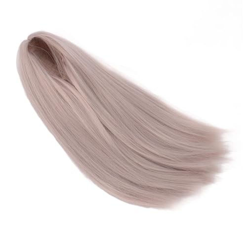 CHICIRIS 1/4 Puppe Lange Gerade Perücke Weiche Hochtemperaturseide für 7-8-Zoll-Puppen-DIY-Styling-Kugelgelenk Puppenhaarperücke für (Hellgrau Pink) von CHICIRIS
