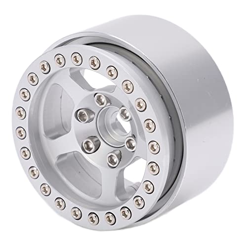 CHICIRIS 1,9 Beadlock - 5 Loch Silber Felgen Aluminiumlegierung RC Rad Hub mit Schlossreifen Hautdesign für Axiale SCX10 90046 D90 HSP Redcat HPI -Installation (Silver) von CHICIRIS