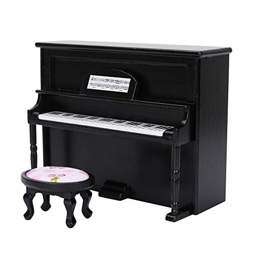 1:12 Mini Klavier, Miniatur Puppenhaus Klavier mit Hocker Puppenhaus Mini Klavier Modell Spielzeug MöBel Schwarz von CHICIRIS