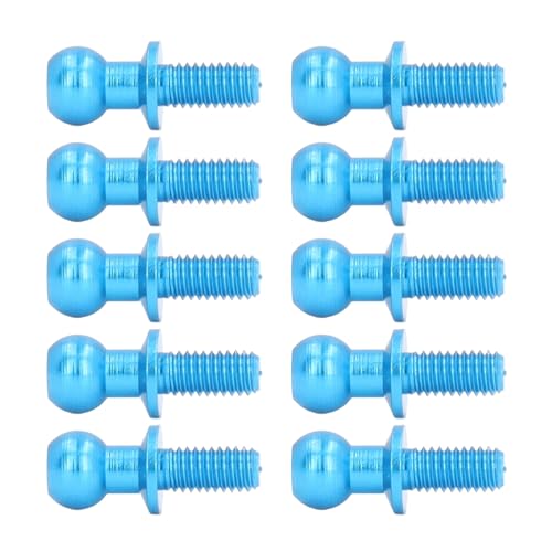 CHICIRIS 10 PCS RC Metal Ball Head Schraube Aluminiumlegierung, Blaues Upgrade, Einfache Installation für TT01 TT02 1/10 RC -Auto von CHICIRIS