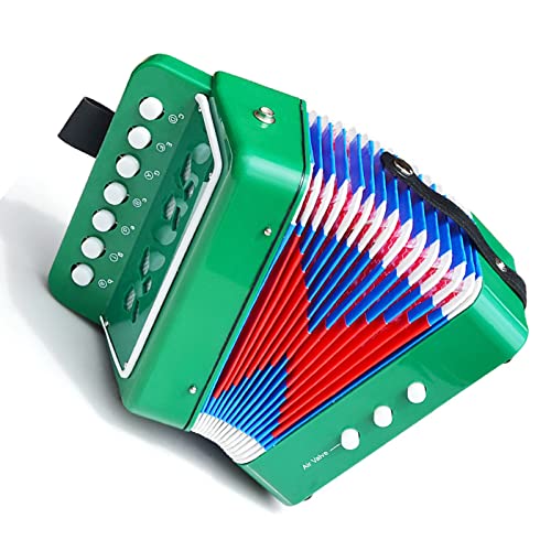 CHICIRIS Akkordeon Instrument Kid Accordion Toy Children's Musical Instrument, 7 Schlüssel für Kinder, Perfektes für Familienversammlungen (Green) von CHICIRIS
